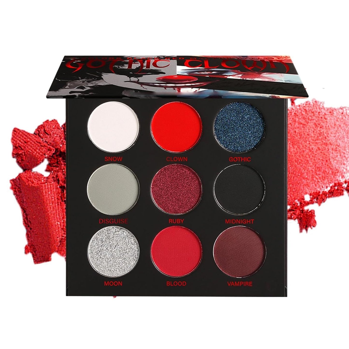 Halloween Lidschatten Palette, Schwarz Rote Lidschatten Palette, Halloween Goth Makeup, 9-Farben Punk Smoky Lidschatten Palette, Hochpigmentierter Lidschatten Für Halloween-Party