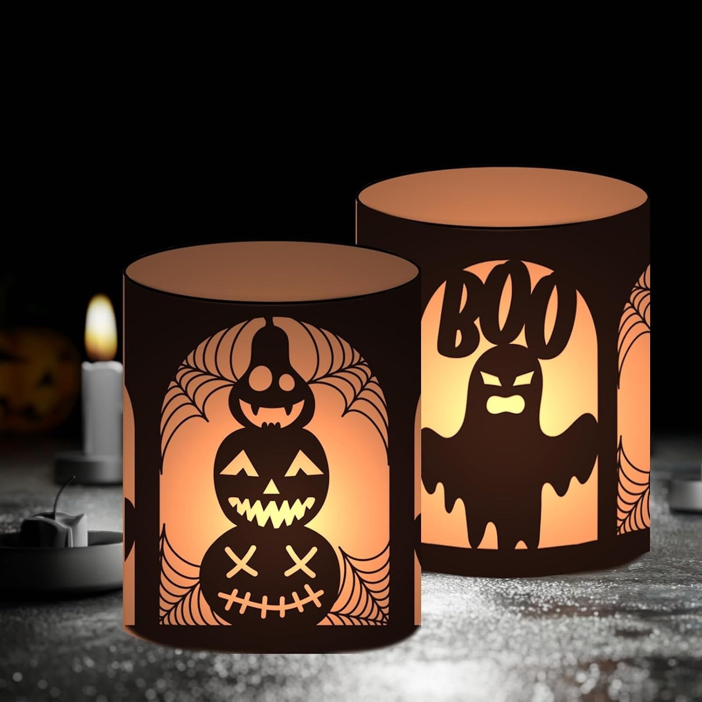 12 Windlicht Tischdeko Halloween