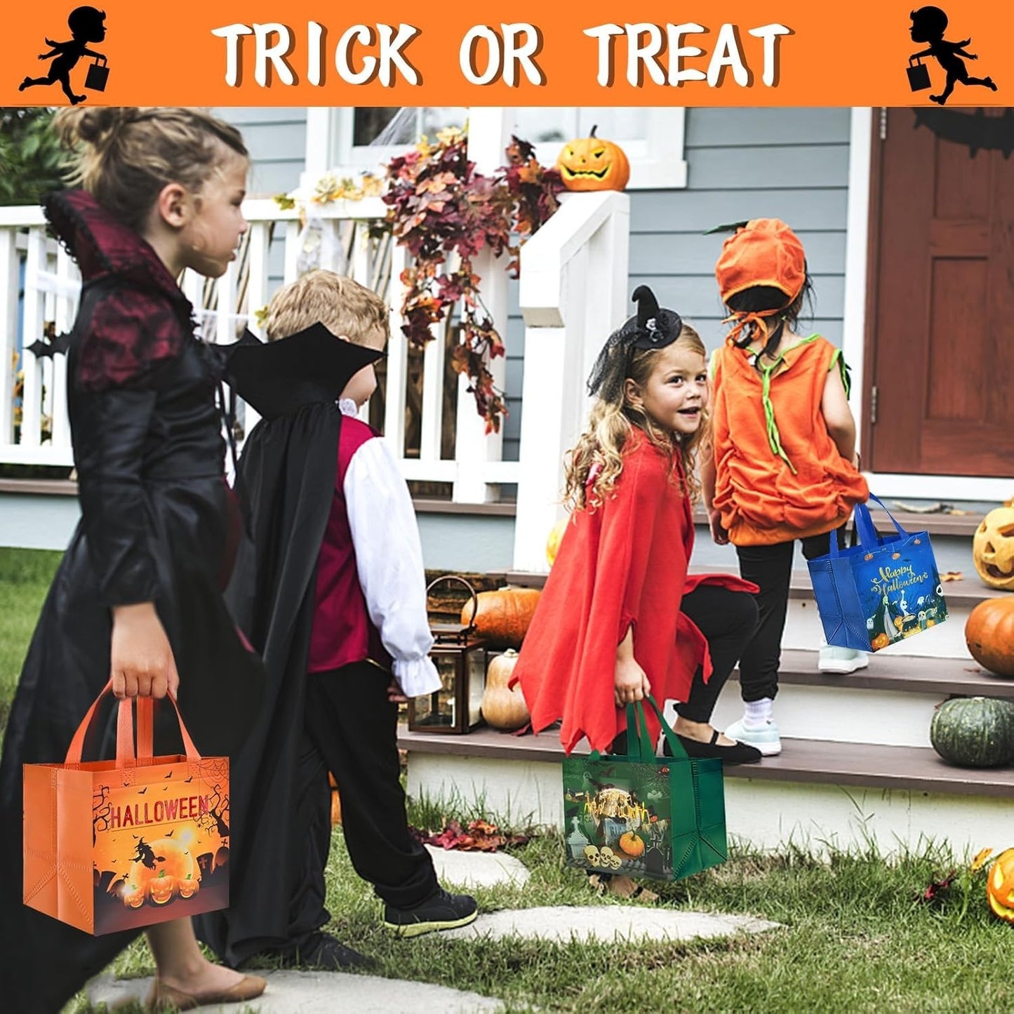 4 Stk Halloween Geschenktüte Tasche, Halloween Süßigkeit Süßes Taschen Aus No...