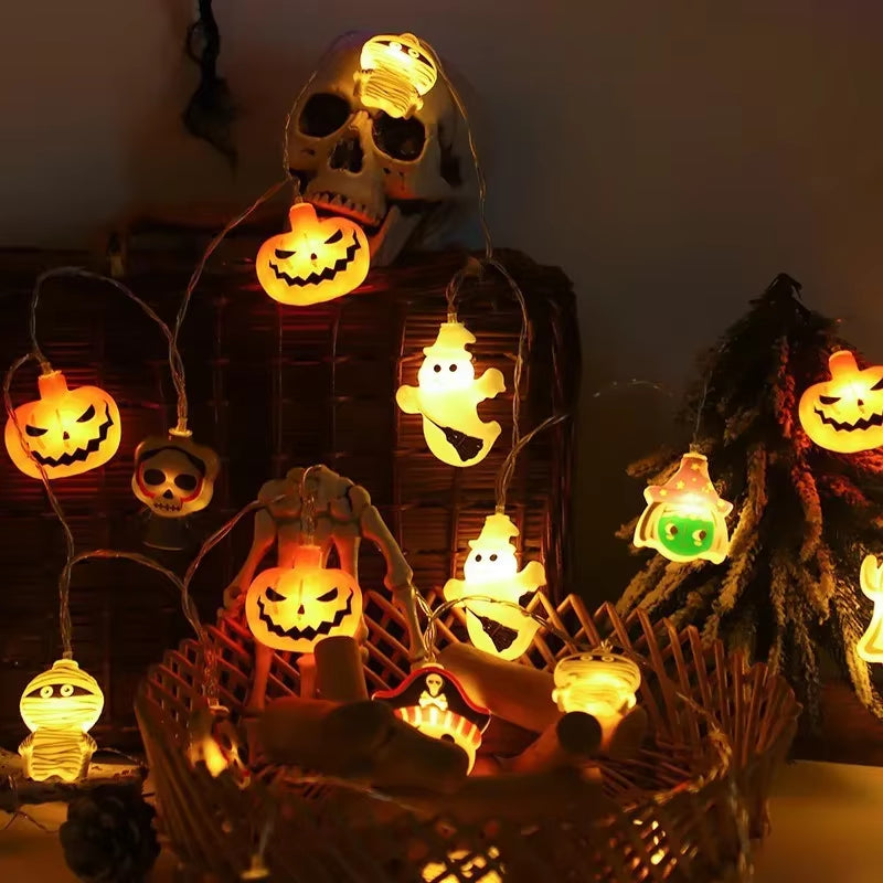 150CM Light String Halloween Decoration LED Pumpkin String Lights Halloween Scene Arrangement Outdoor Garden Holiday Decoration