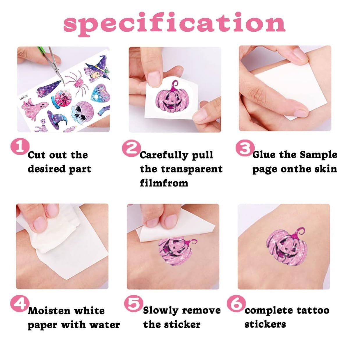 10 Blatt Glitzer Tattoo Halloween, Halloween Tattoo Kinder, Halloween Temporä...