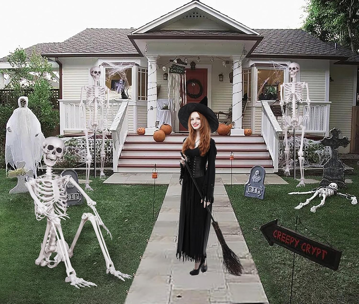 Halloween Plastikskelett 240Cm Ganzkörper Mit Beweglichen Gelenken Für Innen ...