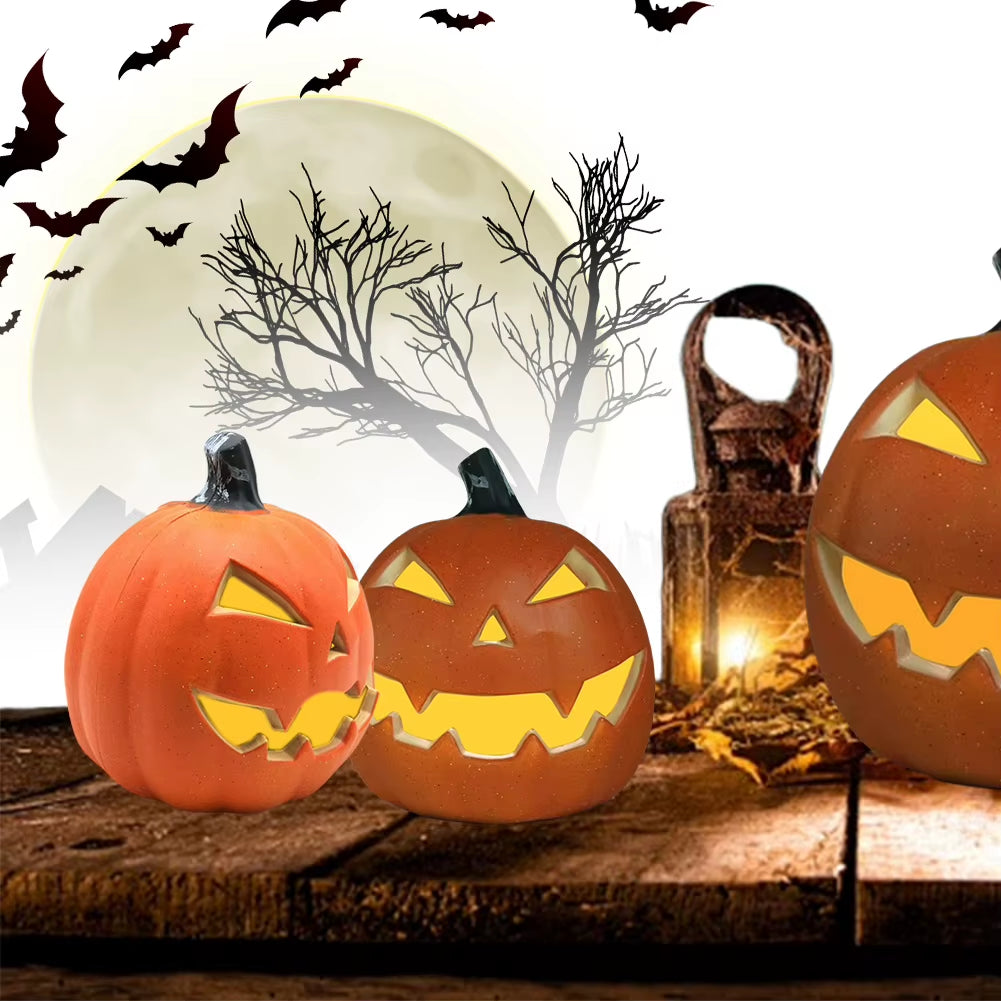 Halloween LED Pumpkin Lantern Decor Jack O Lantern Glowing Pumpkin Decor Lighted Pumpkin Ghost Festival Park Indoor Garden Decor