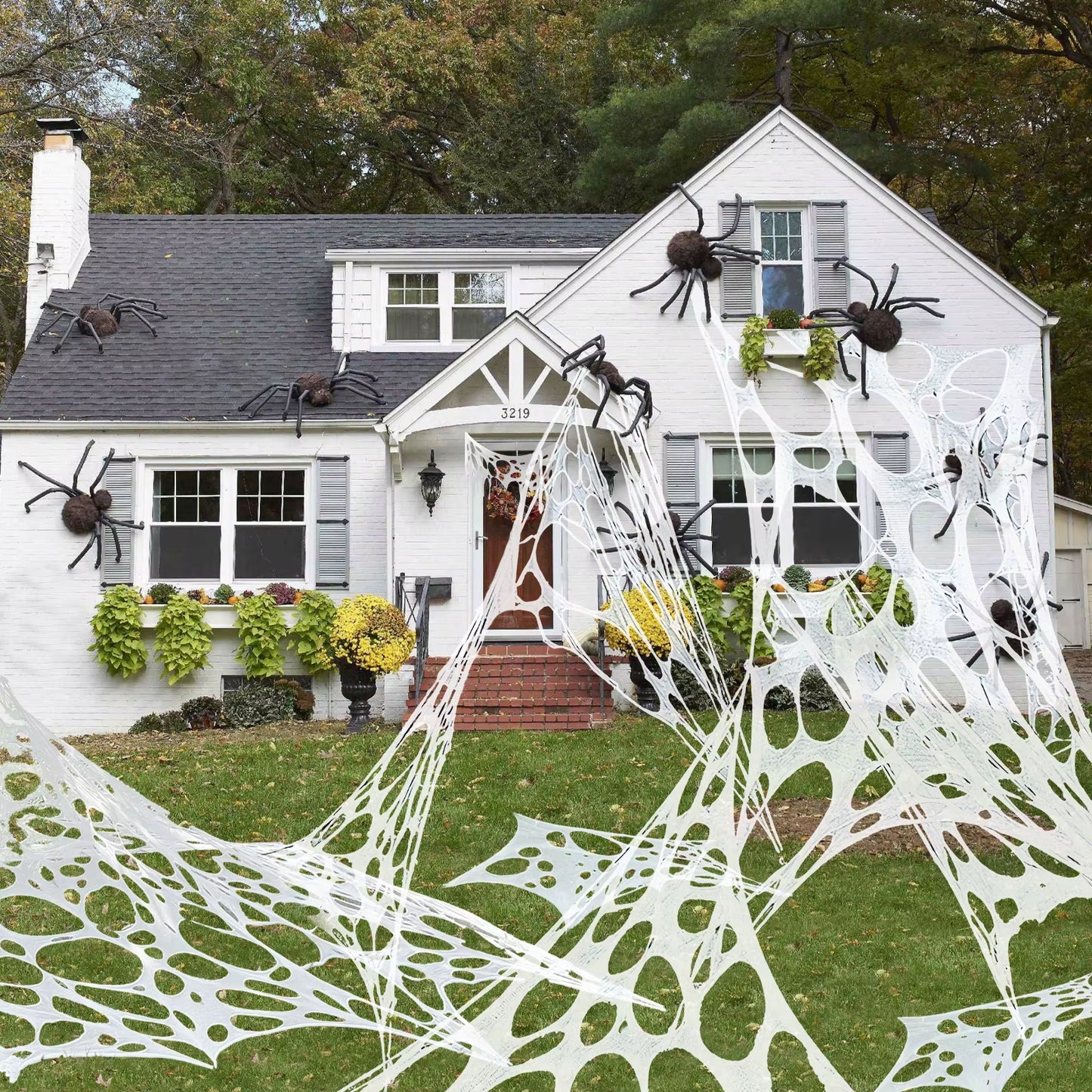 Ourwarm 4M/M8M Spider Web Halloween Decorations Outdoor,Pre-Cut Gauze Cobwebs for Halloween Yard Haunted House Party Decor