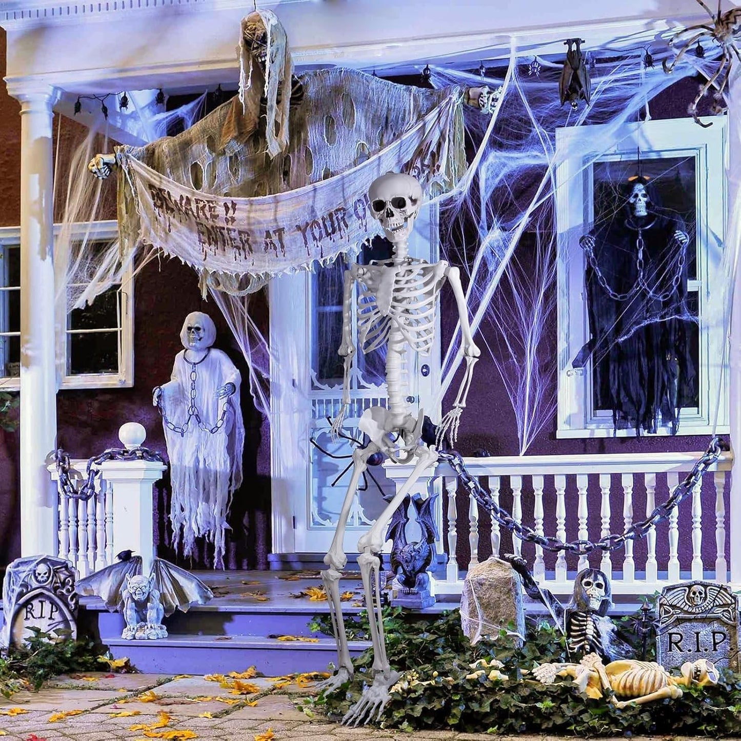 Halloween Plastikskelett 240Cm Ganzkörper Mit Beweglichen Gelenken Für Innen ...