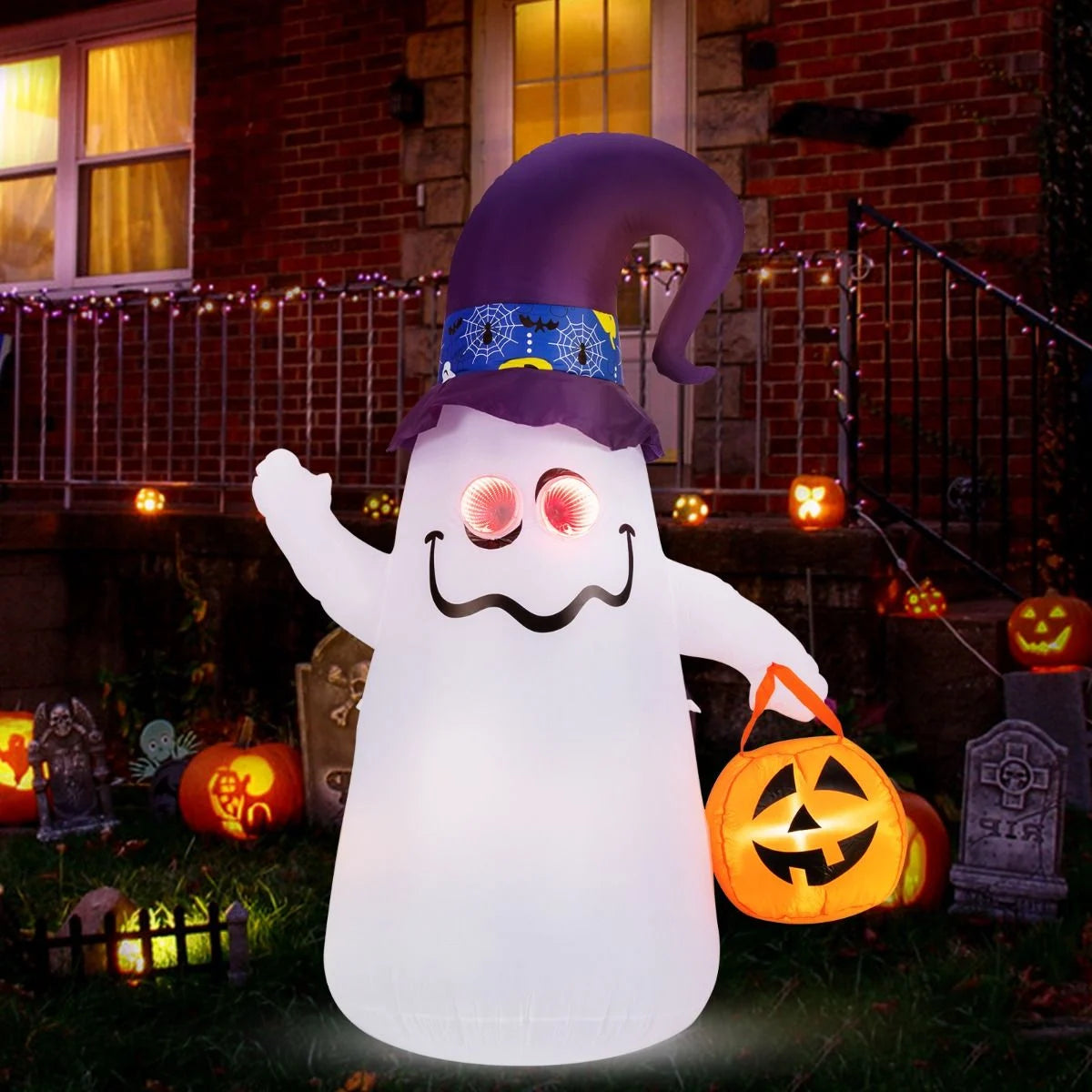180CM LED Aufblasbarer Halloween-Geist Mit Kürbis Outdoor Schreckliche Dekogeist Halloween Deko