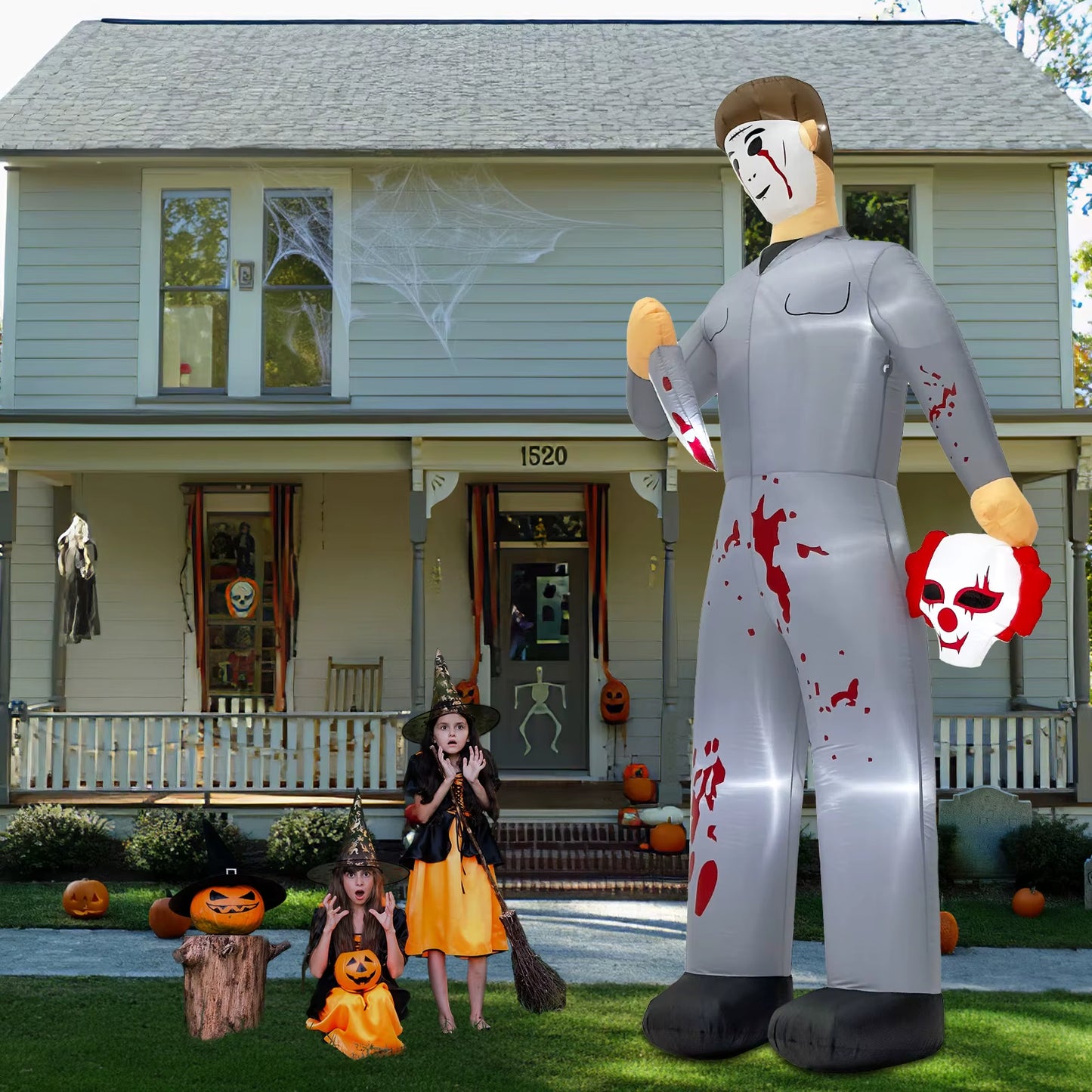 Ourwarm 10FT Serial Killer Giant Halloween Inflatable, Scary Halloween Blow up Decor for Yard Inflatable Halloween Outdoor Decor