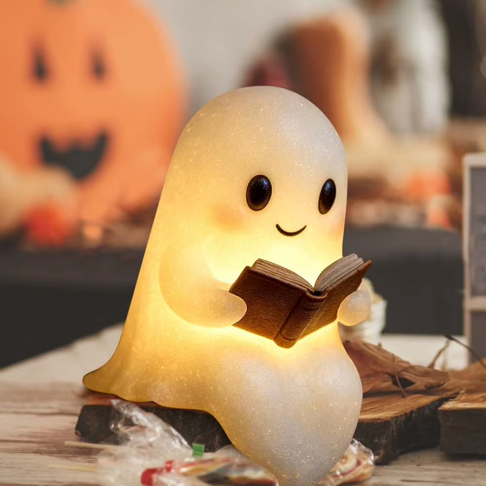 1/2PCS Halloween Cute Ghost Lamp Ghost Reading Book Lamp 3D Halloween Lovely Ghost LED Night Light for Bedroom Study