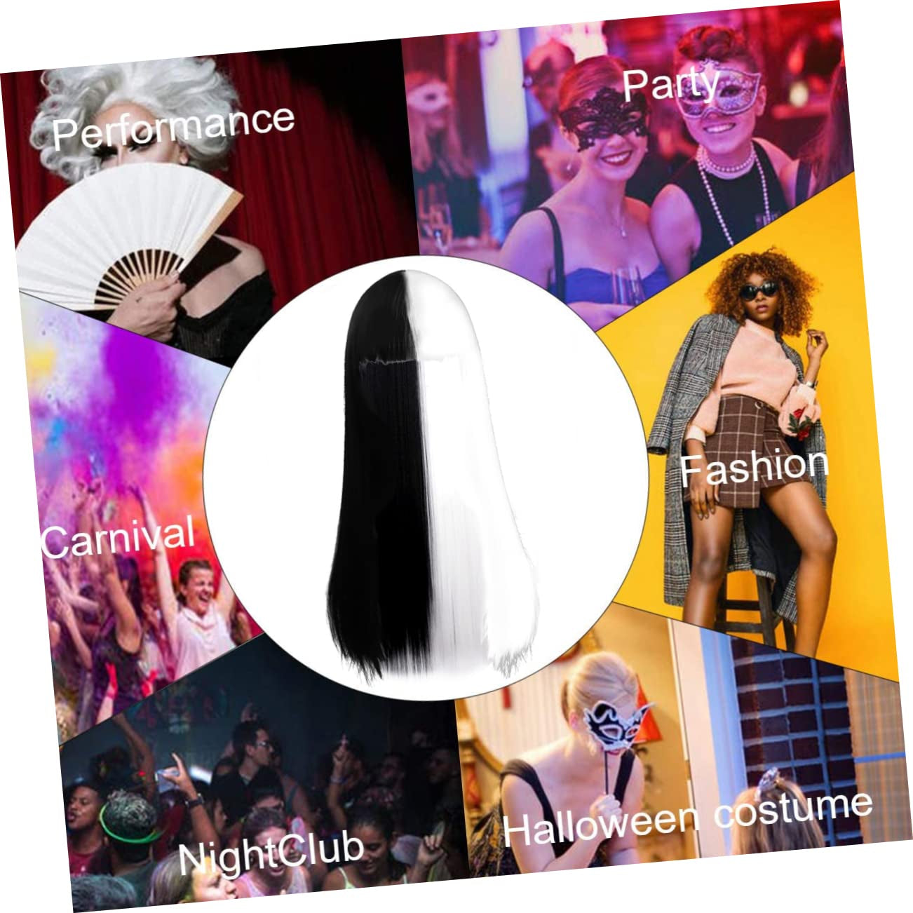 HONMEET Fashion Synthetic Hair Wigs Lange Gerade Perücke Für Cosplay Halloween Und Kostümpartys Hochtemperaturfaser Für Tägliche Nutzung Und Besondere Anlässe