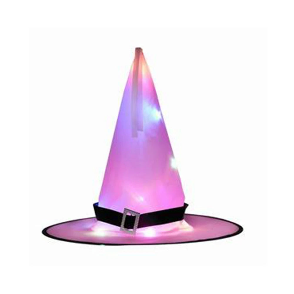 Halloween LED Luminous Witch Hat Glowing Witches Hat Headdress for Children Adult Party Costume Halloween Decoration Supplies