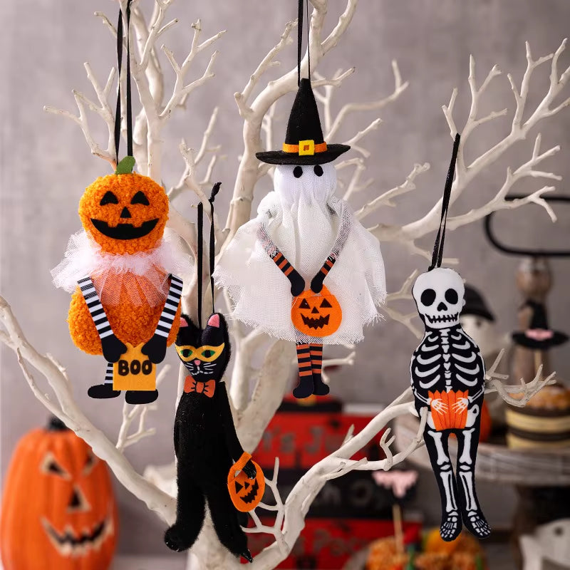 1-10PCS Halloween Hanging Decoration Pumpkin Ghost Cat Skeleton Wall Decor for Indoor Party Home Holiday Scene Arrangement