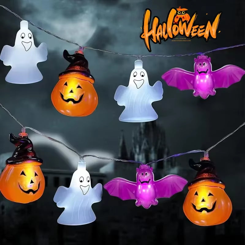 150CM Light String Halloween Decoration LED Pumpkin String Lights Halloween Scene Arrangement Outdoor Garden Holiday Decoration