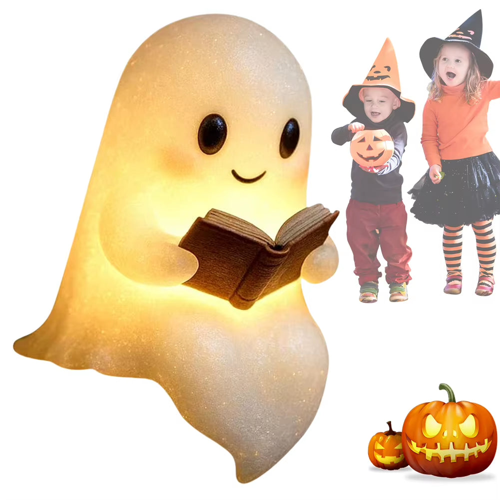 1/2PCS Halloween Cute Ghost Lamp Ghost Reading Book Lamp 3D Halloween Lovely Ghost LED Night Light for Bedroom Study