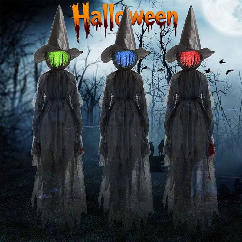 Halloween Light up Witch Decoration Sound Activated Glowing Witch Prop for Yard Haunted House Scary Ghost Party Decor