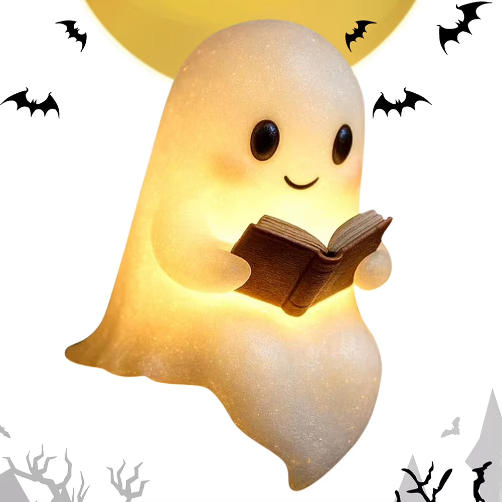 1/2PCS Halloween Cute Ghost Lamp Ghost Reading Book Lamp 3D Halloween Lovely Ghost LED Night Light for Bedroom Study