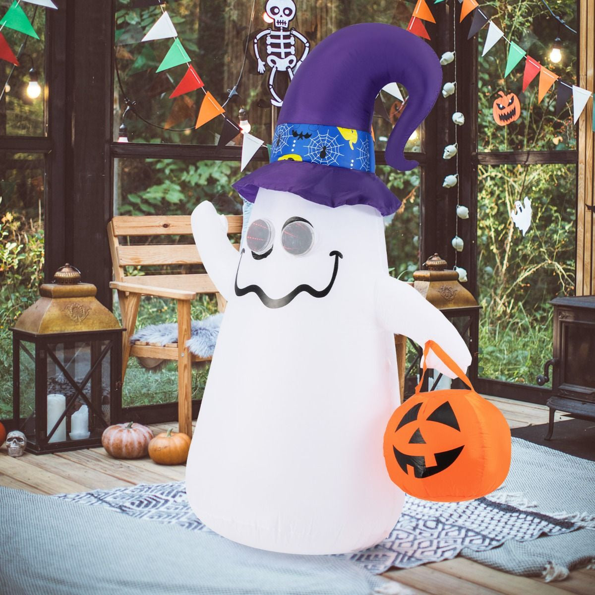 180CM LED Aufblasbarer Halloween-Geist Mit Kürbis Outdoor Schreckliche Dekogeist Halloween Deko