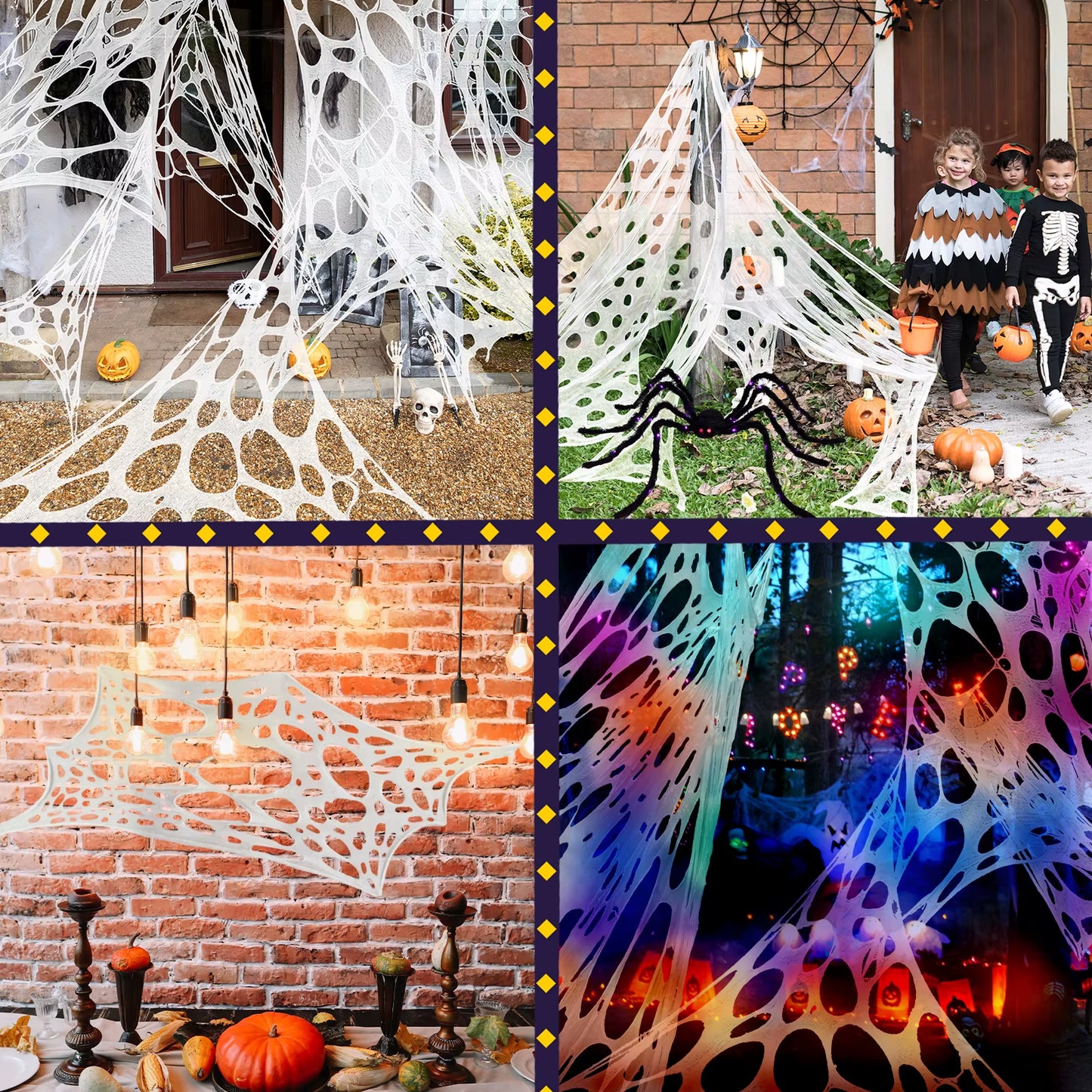 Ourwarm 4M/M8M Spider Web Halloween Decorations Outdoor,Pre-Cut Gauze Cobwebs for Halloween Yard Haunted House Party Decor