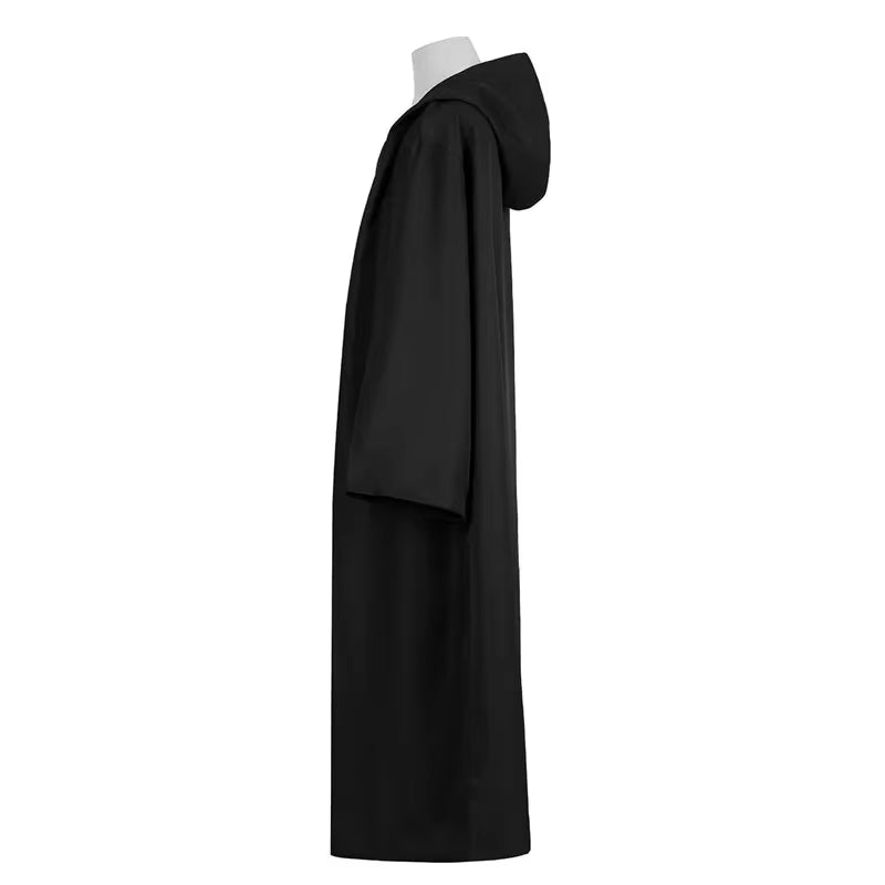 Halloween Witch Long Shirt Hooded Black Robe Cloak Cosplay Costume Adult and Scary Ghost Cloak Child Holiday Costume Set