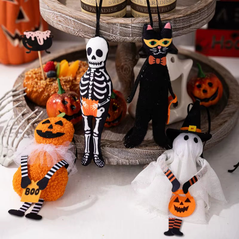 1-10PCS Halloween Hanging Decoration Pumpkin Ghost Cat Skeleton Wall Decor for Indoor Party Home Holiday Scene Arrangement