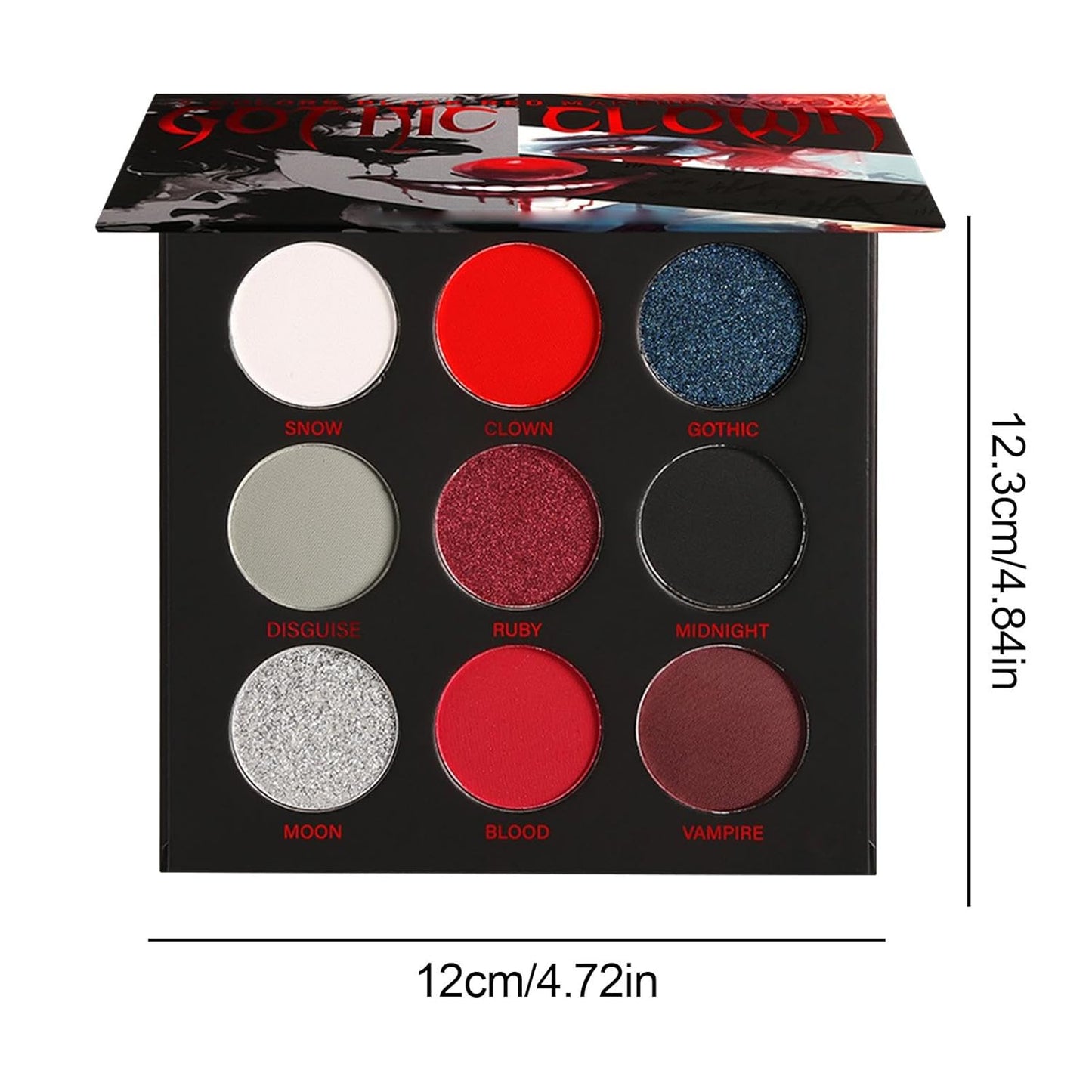 Halloween Lidschatten Palette, Schwarz Rote Lidschatten Palette, Halloween Goth Makeup, 9-Farben Punk Smoky Lidschatten Palette, Hochpigmentierter Lidschatten Für Halloween-Party
