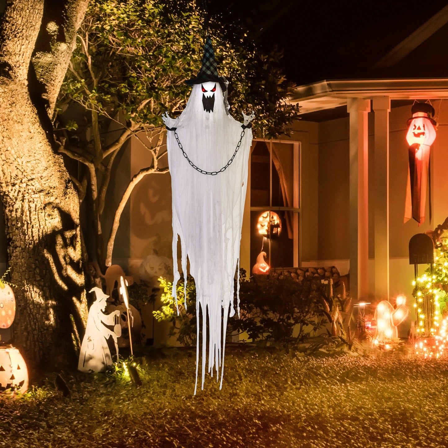 204 Cm Halloween Deko Hängend Geist Mit Geräuschaktivi