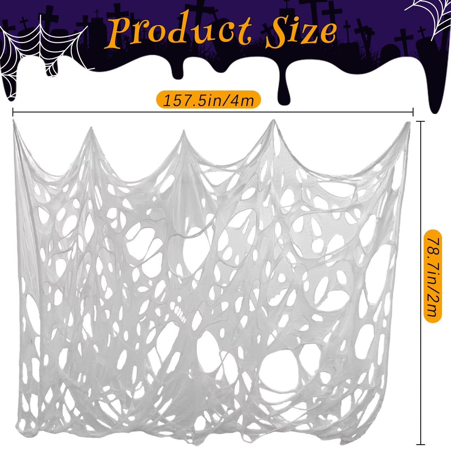 Ourwarm 4M/M8M Spider Web Halloween Decorations Outdoor,Pre-Cut Gauze Cobwebs for Halloween Yard Haunted House Party Decor