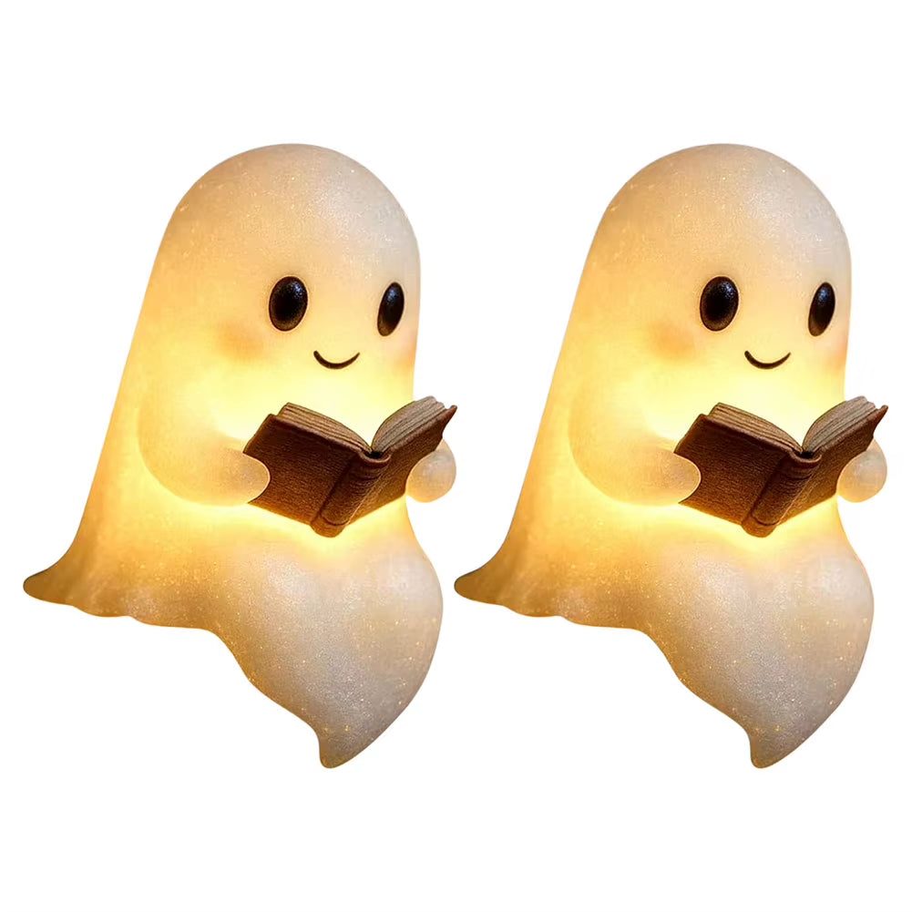 1/2PCS Halloween Cute Ghost Lamp Ghost Reading Book Lamp 3D Halloween Lovely Ghost LED Night Light for Bedroom Study