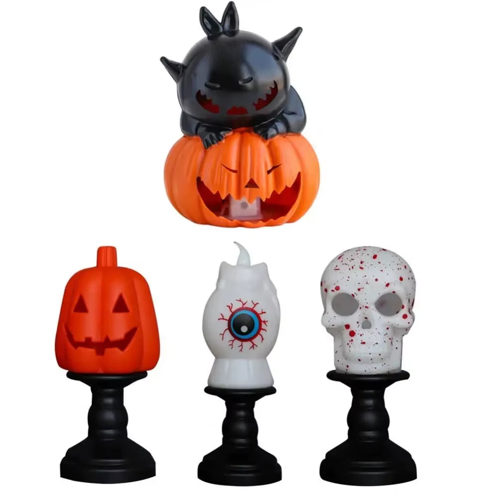 Small Halloween Pumpkin Lantern Creative Electronic Candle Light Spooky Atmosphere Night Light Ornament Funny Party Supplies