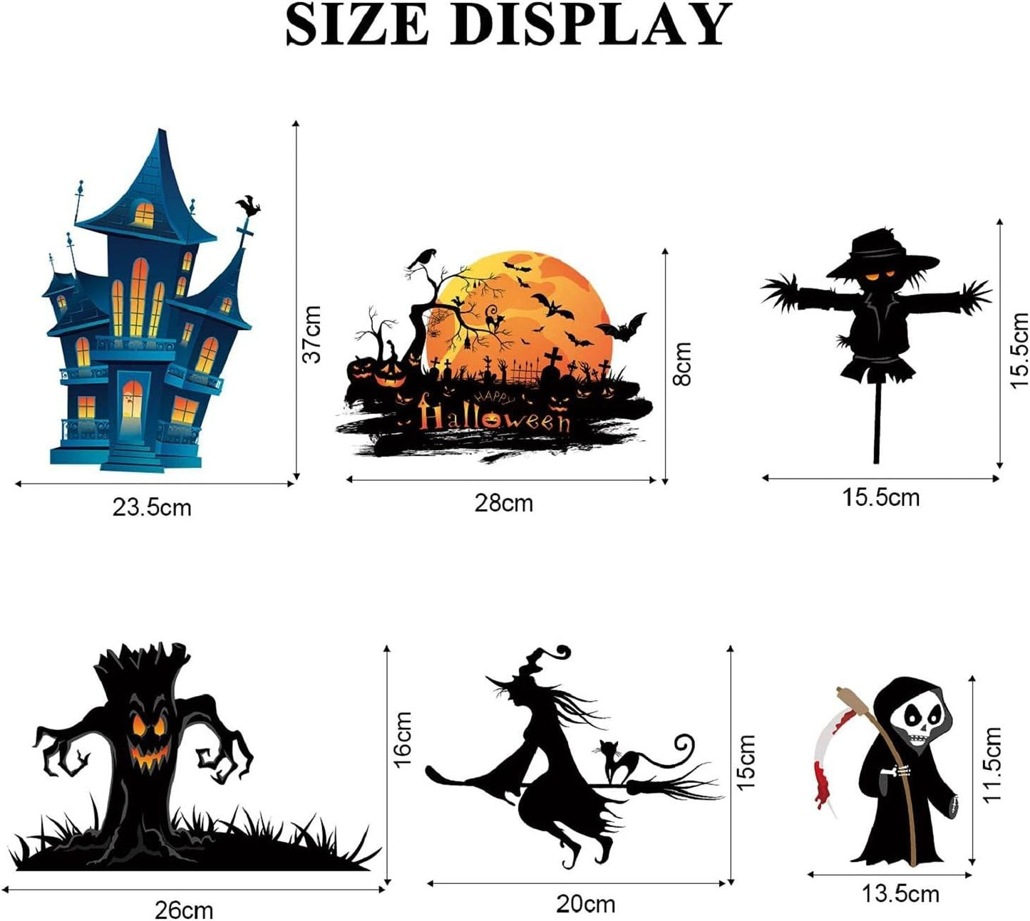 Halloween Fensterbilder Selbstklebend Wiederverwendb
