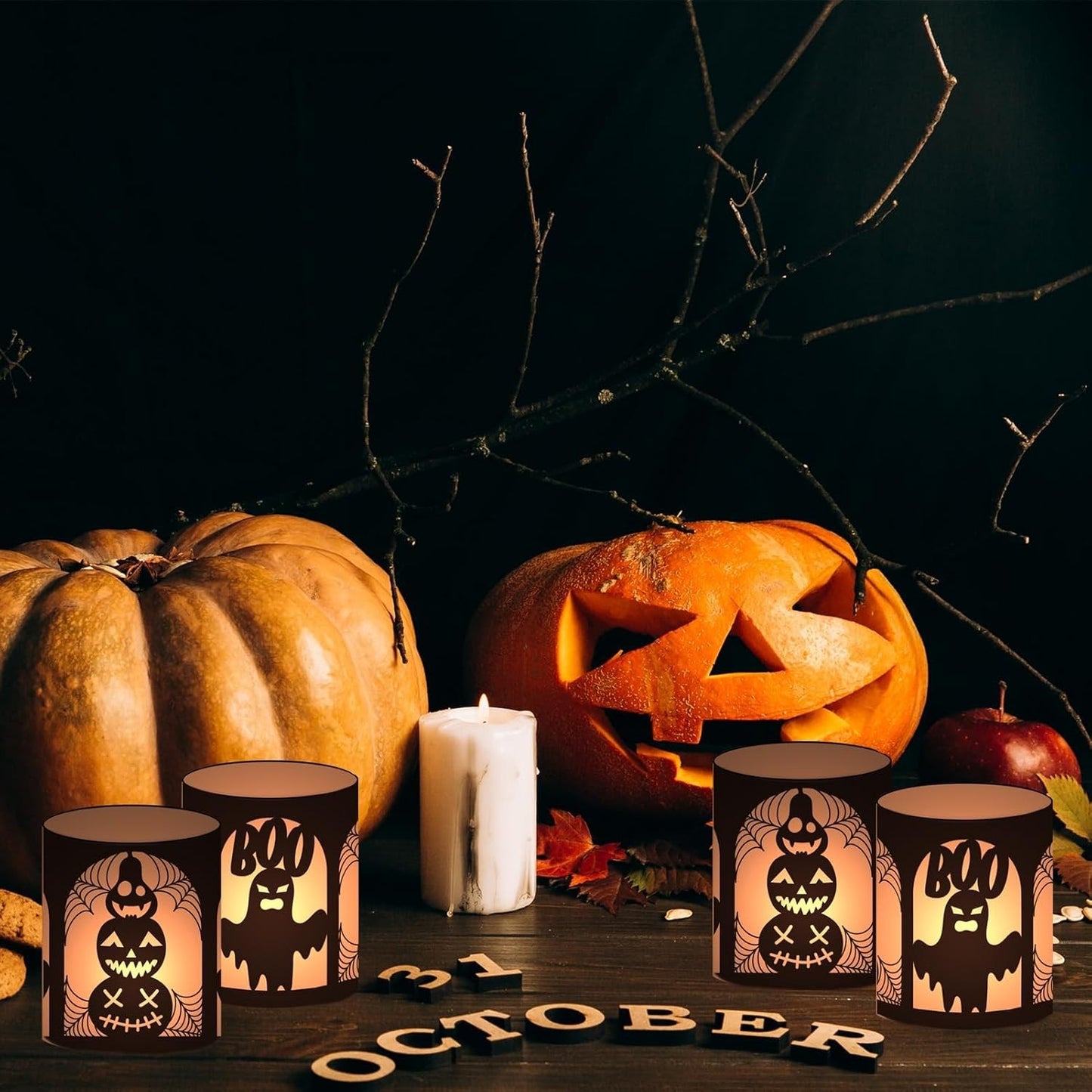 12 Windlicht Tischdeko Halloween