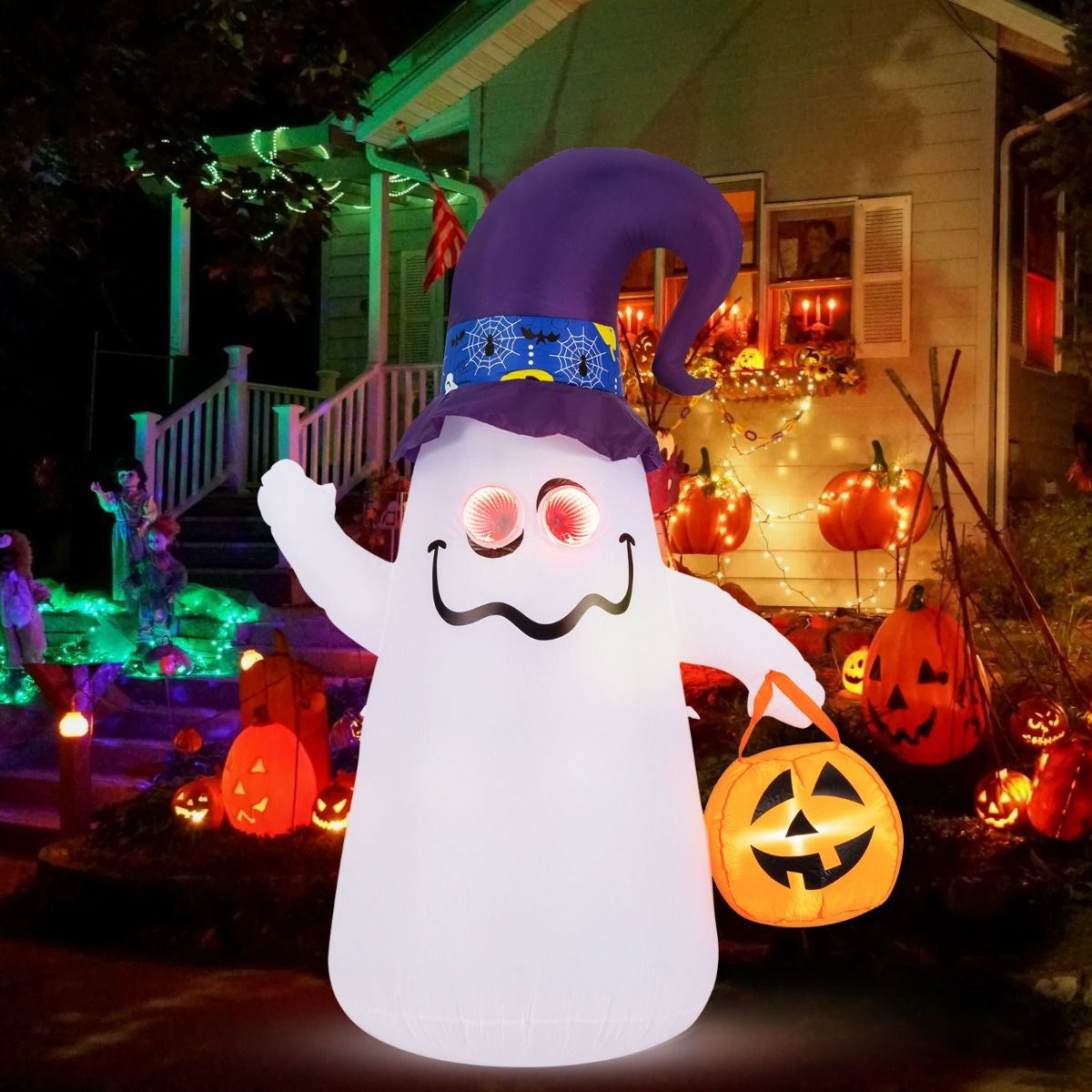 180CM LED Aufblasbarer Halloween-Geist Mit Kürbis Outdoor Schreckliche Dekogeist Halloween Deko