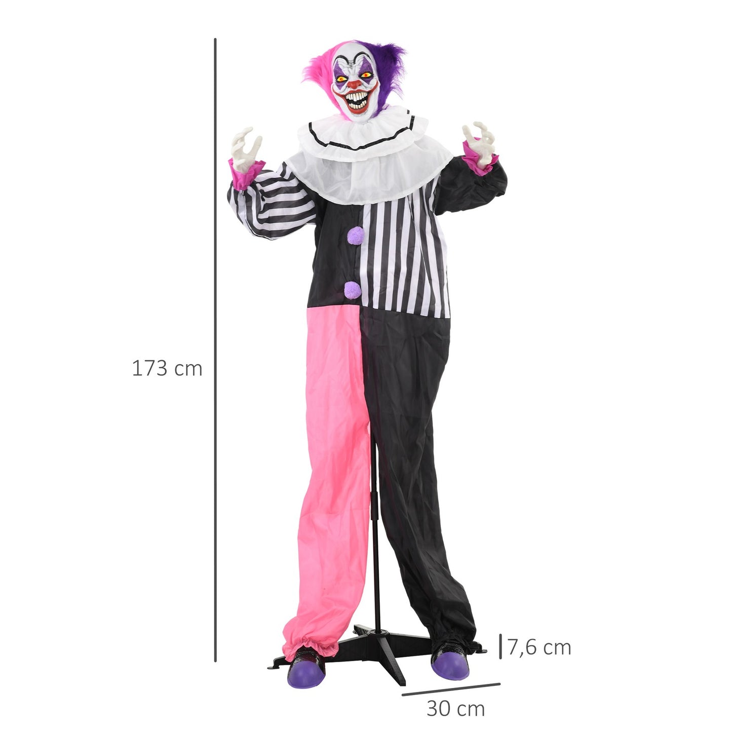 Halloween Dekoration 173 Cm Grusel-Clown Mit Led-Lichter, Soundfunktion