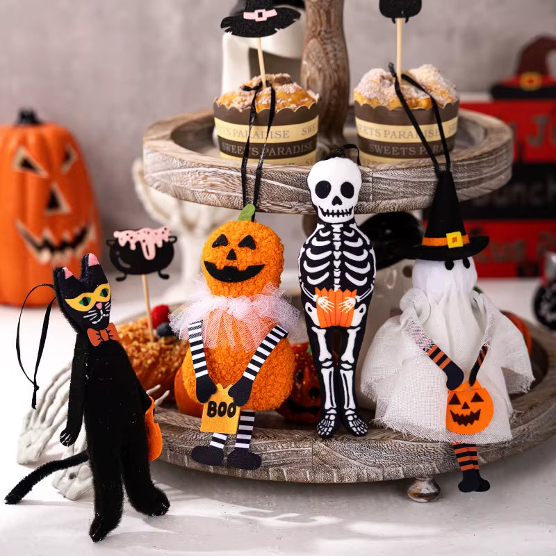 1-10PCS Halloween Hanging Decoration Pumpkin Ghost Cat Skeleton Wall Decor for Indoor Party Home Holiday Scene Arrangement