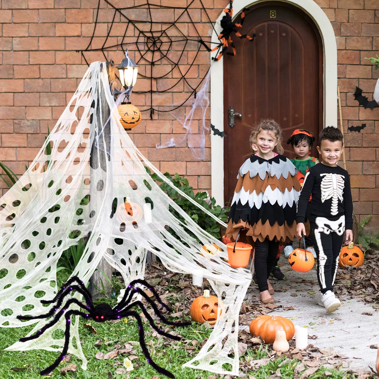 Ourwarm 450/900 Sqft Spider Web Halloween Decorations Outdoor,Pre-Cut Gauze Cobwebs for Halloween Yard Haunted House Party Decor