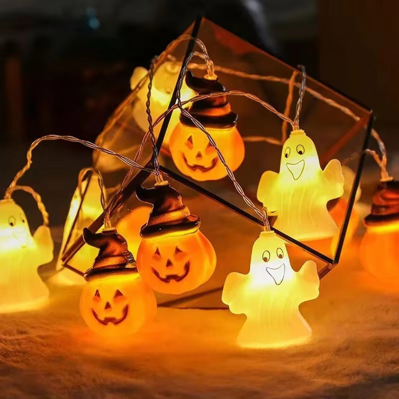 150CM Light String Halloween Decoration LED Pumpkin String Lights Halloween Scene Arrangement Outdoor Garden Holiday Decoration