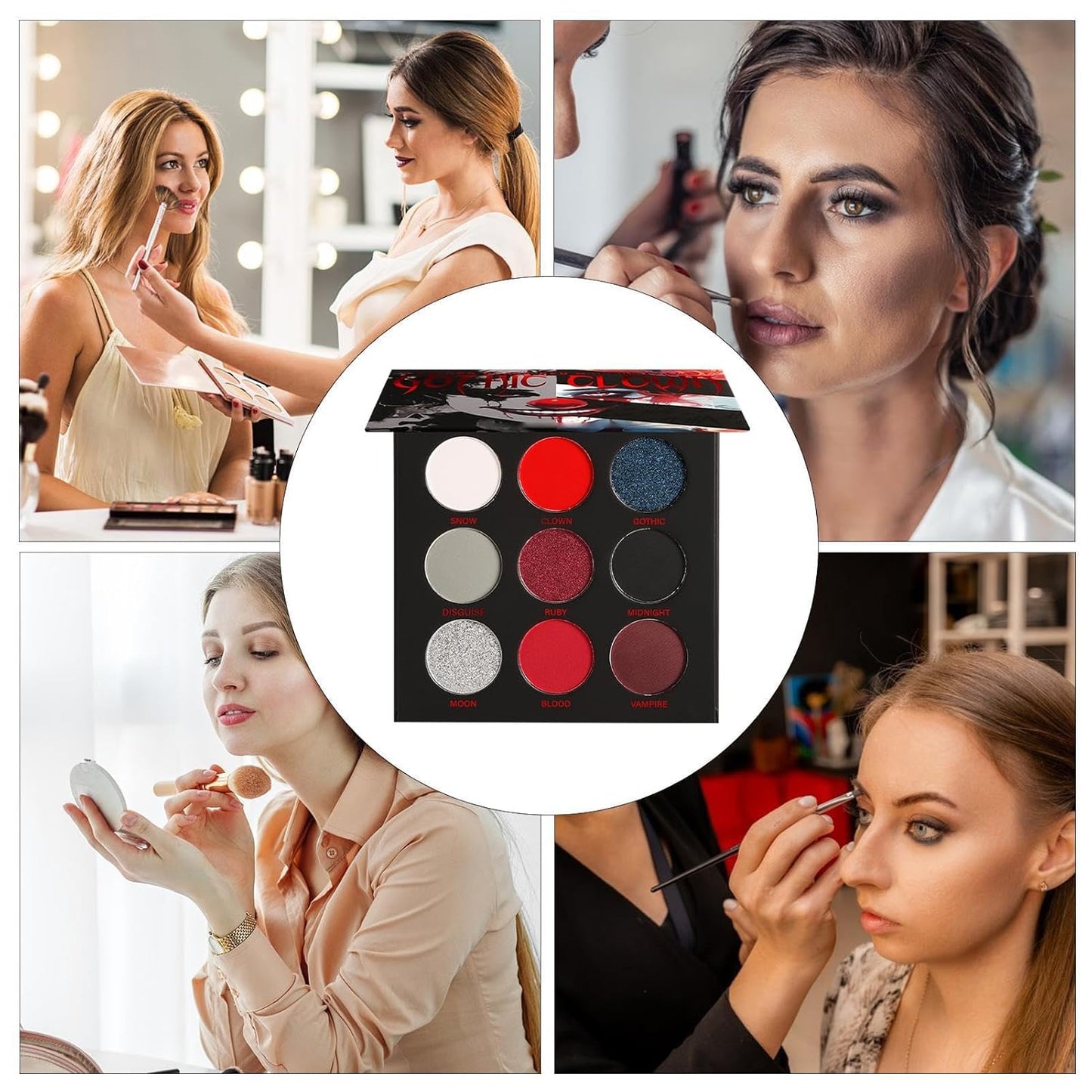 Halloween Lidschatten Palette, Schwarz Rote Lidschatten Palette, Halloween Goth Makeup, 9-Farben Punk Smoky Lidschatten Palette, Hochpigmentierter Lidschatten Für Halloween-Party