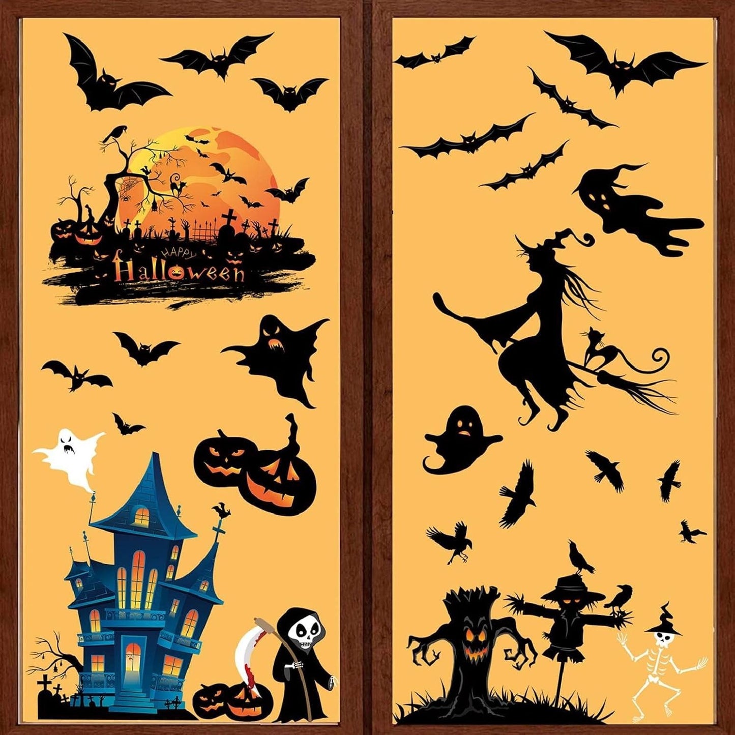 Halloween Fensterbilder Selbstklebend Wiederverwendb