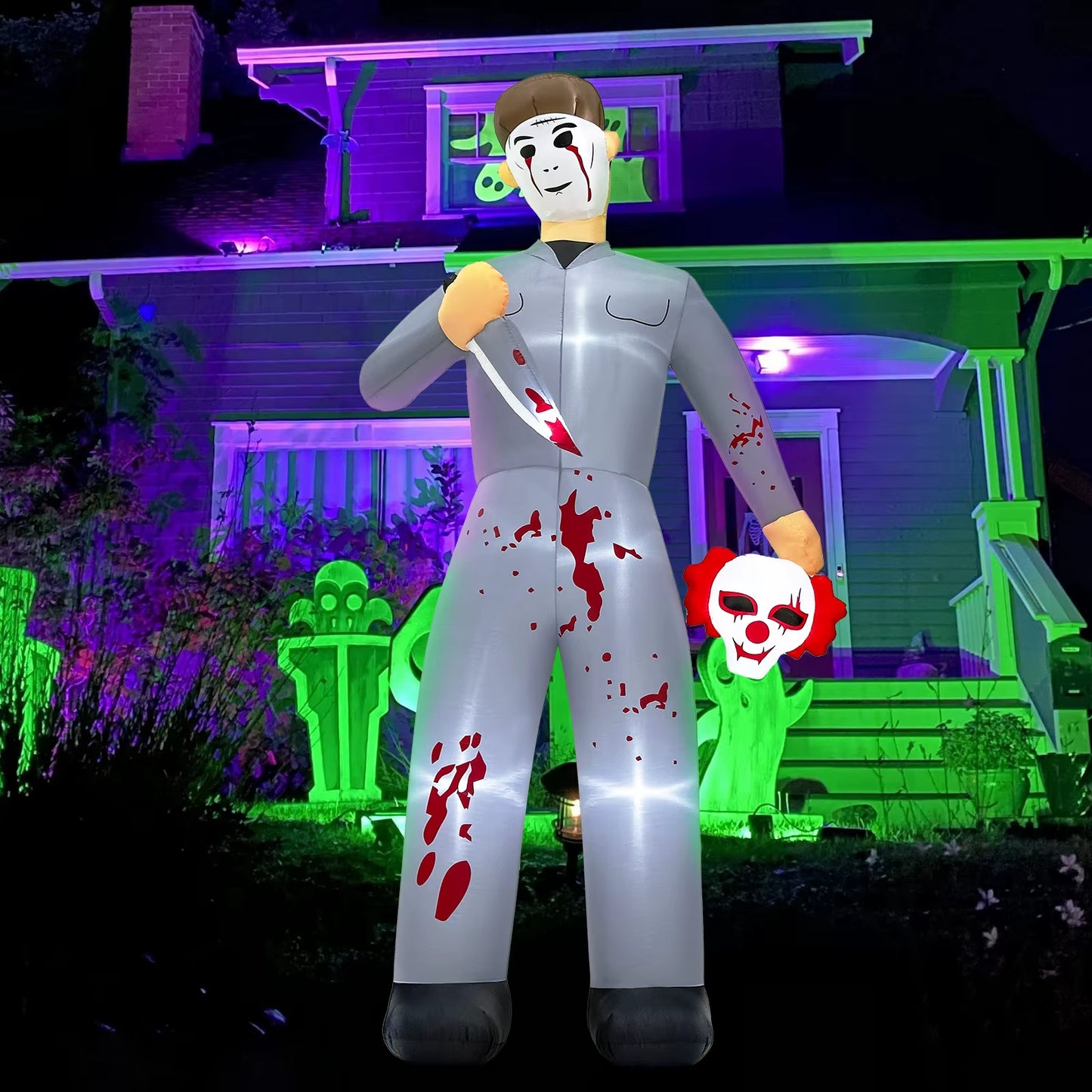 Ourwarm 10FT Serial Killer Giant Halloween Inflatable, Scary Halloween Blow up Decor for Yard Inflatable Halloween Outdoor Decor