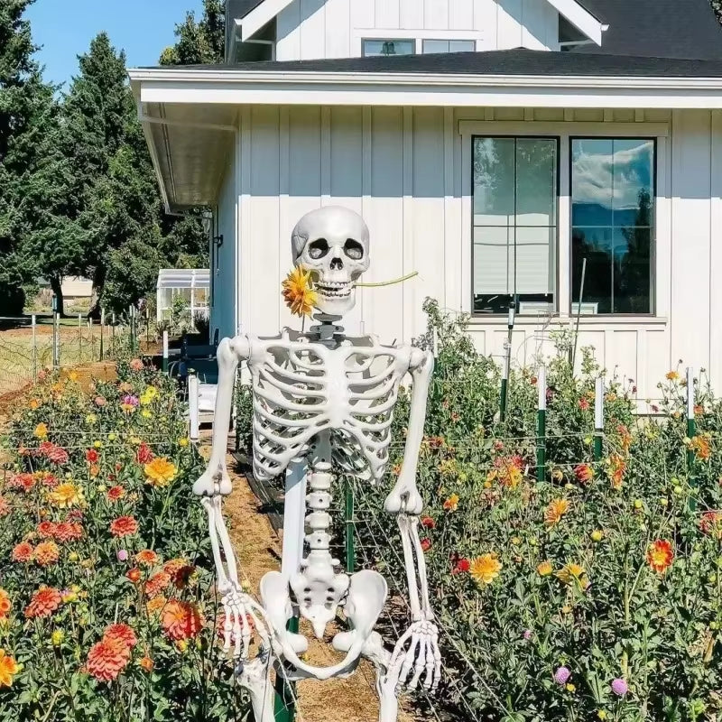 Full Life Size Home Evil Party Decoration Horror Scary Movable Big Skull 90CM Halloween Movable Skeleton Halloween Ornament Toys