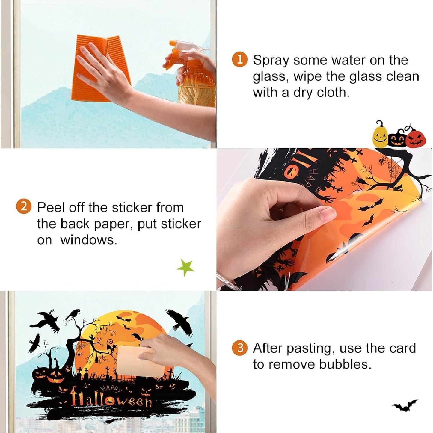 Halloween Fensterbilder Selbstklebend Wiederverwendb