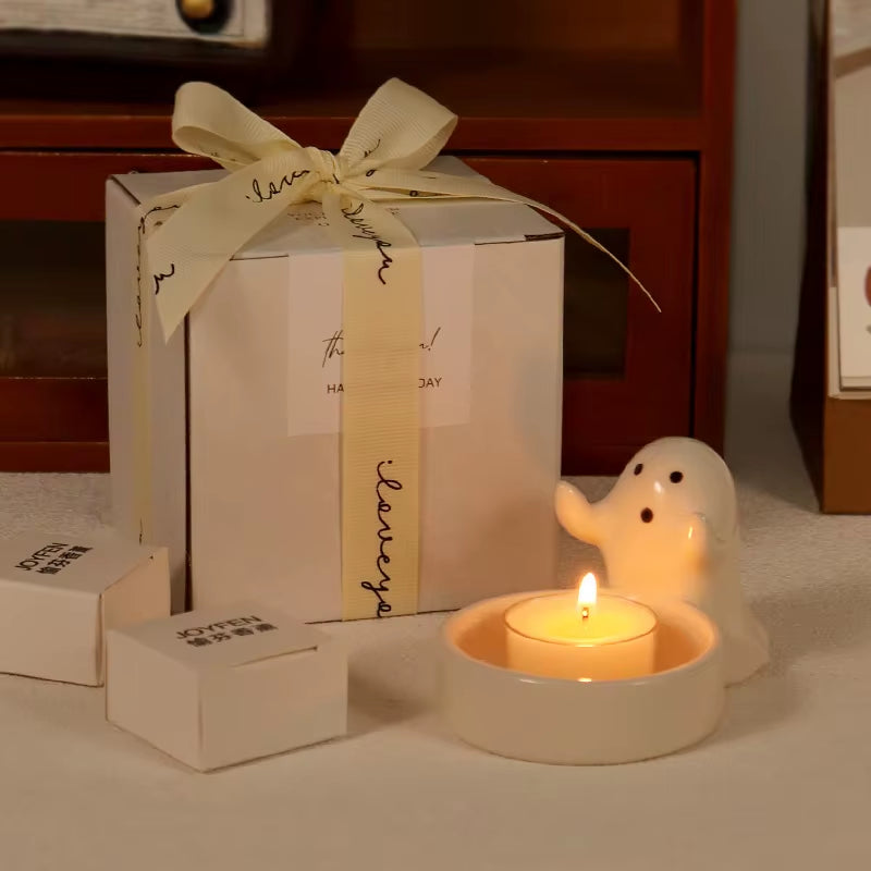 Halloween Candle Holder Cute Ghost Ceramic Candle Holders Home Decoration Desktop Ornaments Halloween Candlestick
