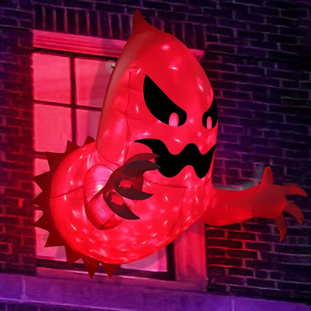 1.4M Halloween Inflatable Ghost Horror Window Ghost Foldable Balloon Outdoor Courtyard Garden Decoration Fun Party Tool