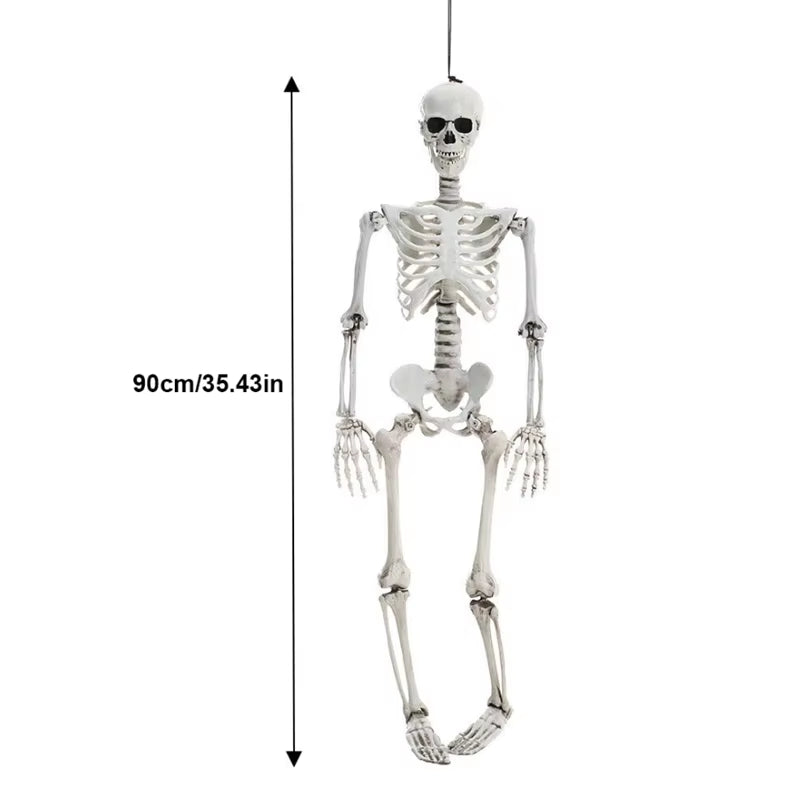 Full Life Size Home Evil Party Decoration Horror Scary Movable Big Skull 90CM Halloween Movable Skeleton Halloween Ornament Toys