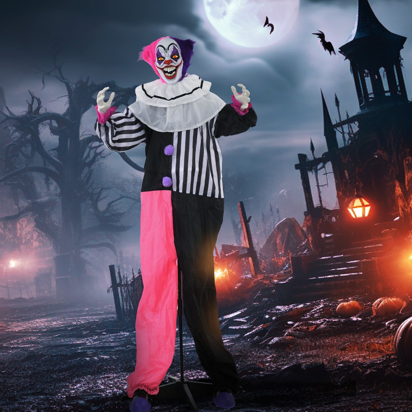 Halloween Dekoration 173 Cm Grusel-Clown Mit Led-Lichter, Soundfunktion