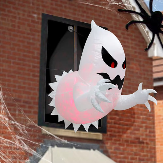 1.4M Halloween Inflatable Ghost Horror Window Ghost Foldable Balloon Outdoor Courtyard Garden Decoration Fun Party Tool