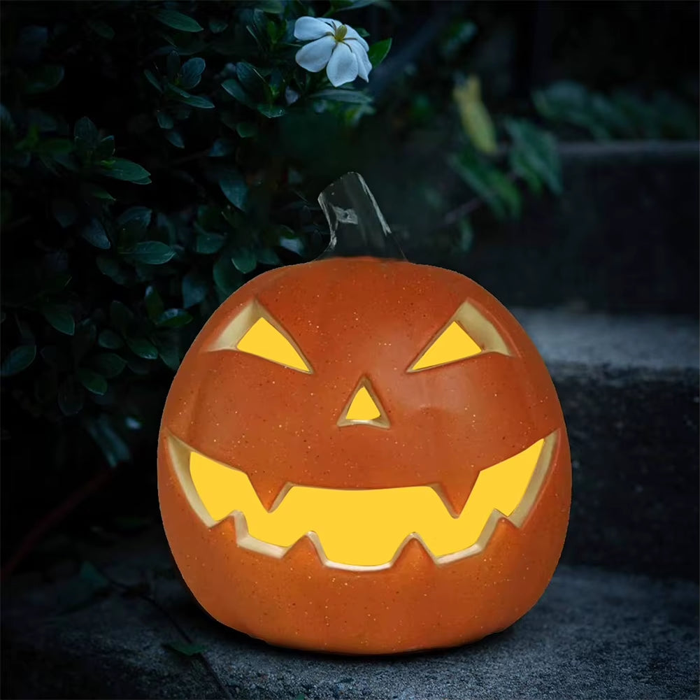 Halloween LED Pumpkin Lantern Decor Jack O Lantern Glowing Pumpkin Decor Lighted Pumpkin Ghost Festival Park Indoor Garden Decor