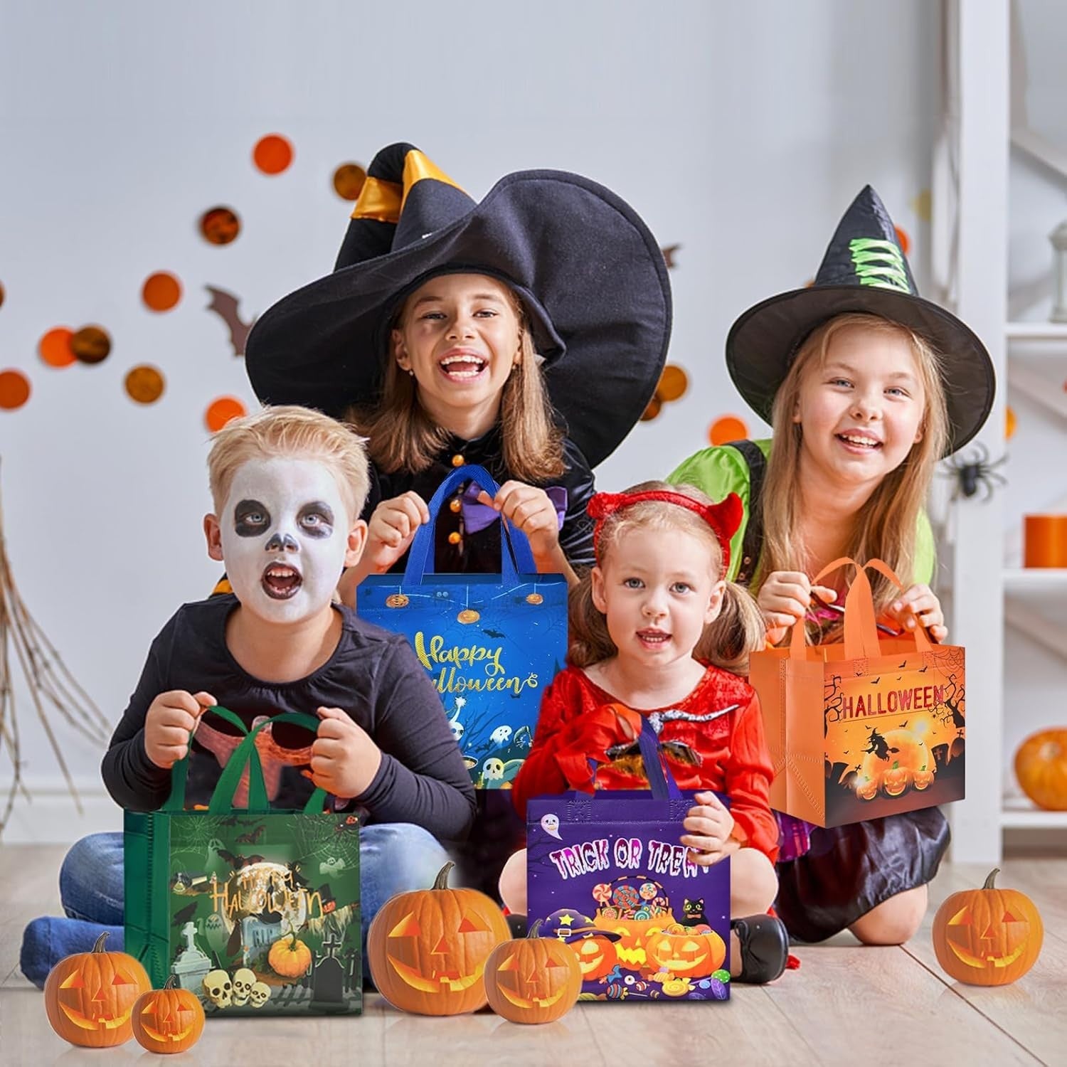 4 Stk Halloween Geschenktüte Tasche, Halloween Süßigkeit Süßes Taschen Aus No...