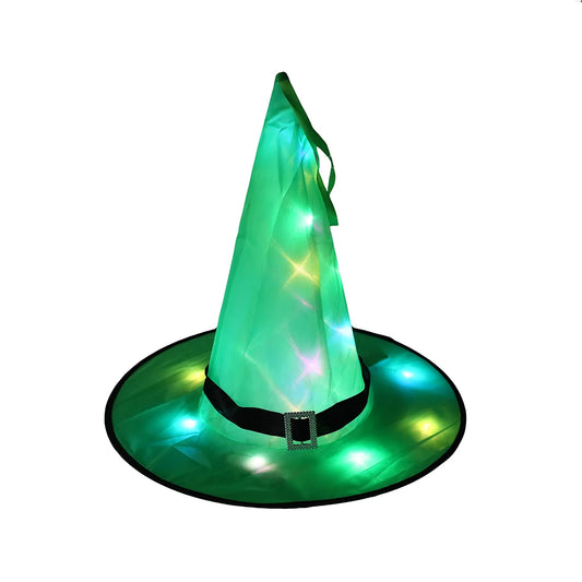 Halloween LED Luminous Witch Hat Glowing Witches Hat Headdress for Children Adult Party Costume Halloween Decoration Supplies