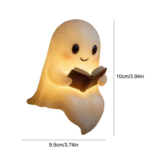 1/2PCS Halloween Cute Ghost Lamp Ghost Reading Book Lamp 3D Halloween Lovely Ghost LED Night Light for Bedroom Study