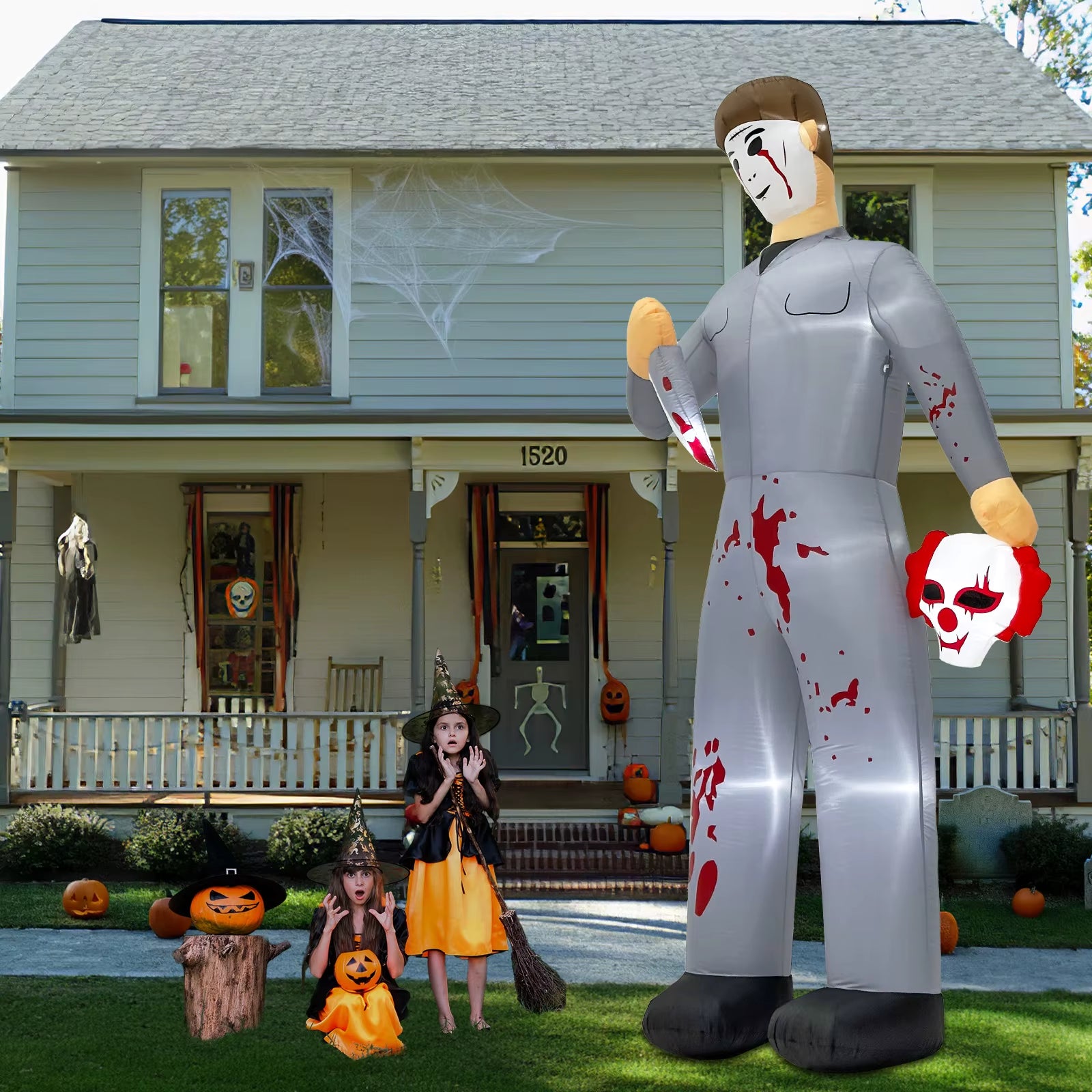 Ourwarm 10FT Serial Killer Giant Halloween Inflatable, Scary Halloween Blow up Decor for Yard Inflatable Halloween Outdoor Decor